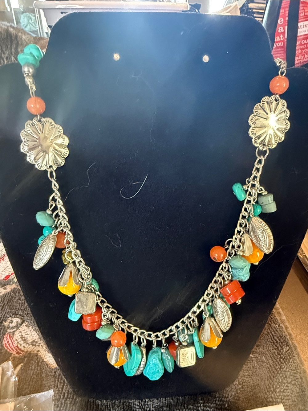 Myra Bag Mesa Mosaic Turquoise Necklace in Sunburst Turquoise - Picture 4 of 6